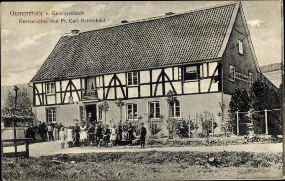 Postcard Gummeroth Gummersbach in the Oberbergischer Kreis, restoration Fr. Carl Bettenbühl