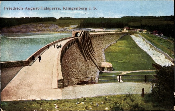 Postcard Klingenberg in the Ore Mountains of Saxony, Friedrich August dam