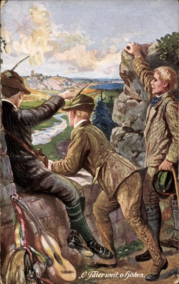 Postcard migratory birds, O wide valleys, O heights, boys look at a river, guitar