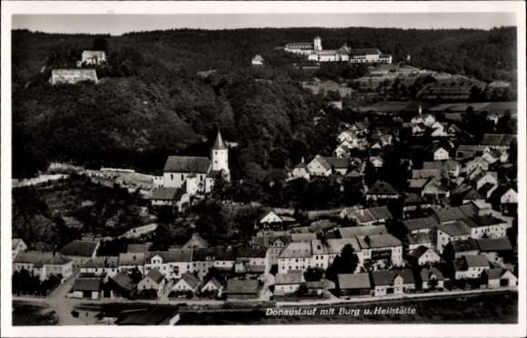 Postcard Donaustauf in the Upper Palatinate, castle, sanatorium