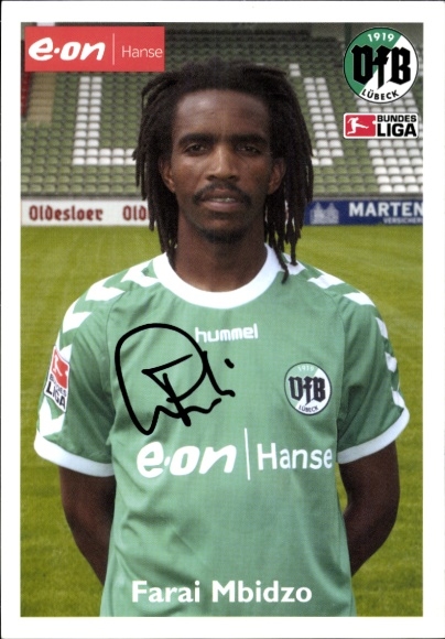 Autograph card footballer Farai Mbidzo, VFB Lübeck, autograph