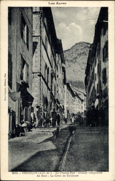 Postcard Briançon Briancon Hautes-Alpes, city view, La Grande Rue, mountain scenery, atmosphere
