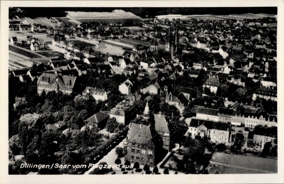Postcard Dillingen in Saarland, aerial photograph