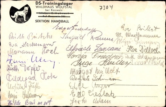 Postcard Roßwein in Saxony, Waldhaus Wolfstal, DS training camp section handball