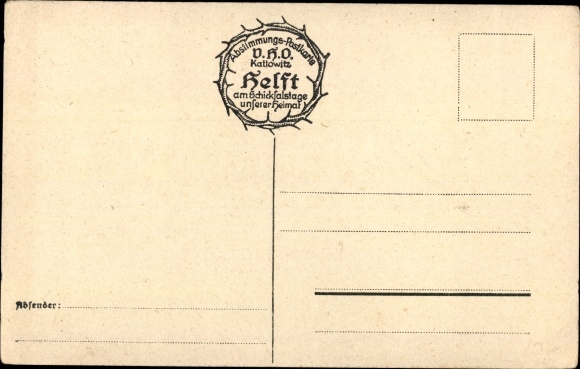 Kunstenaarskaart Silezië, het oude vaderland, kolenmijn, kerk, Borsig, Eichendorff, stemkaart