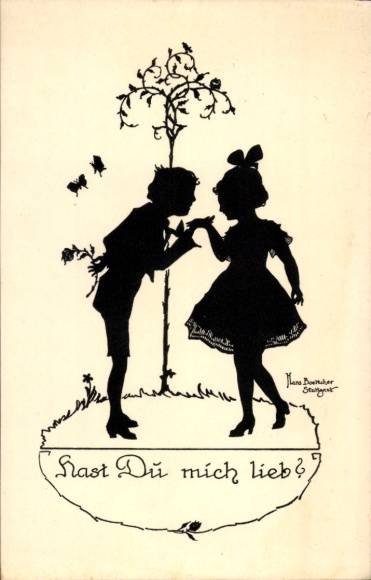 Paper cutting artist Postcard Boettcher, Hans, Do you love me