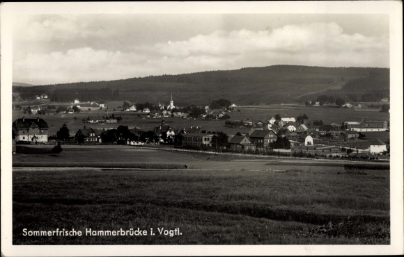 Postcard Hammerbrücke in the Vogtland, panorama of the place