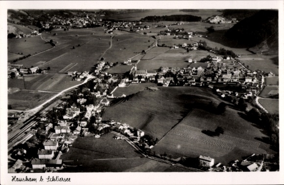 Postcard Hausham in Upper Bavaria, aerial photograph