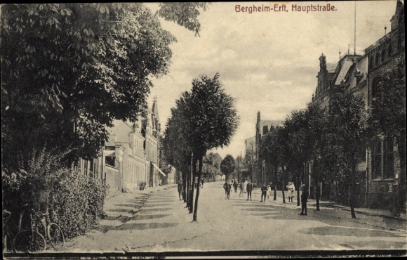 Postcard Bergheim in the Rhein Erft district, main street, residents, building