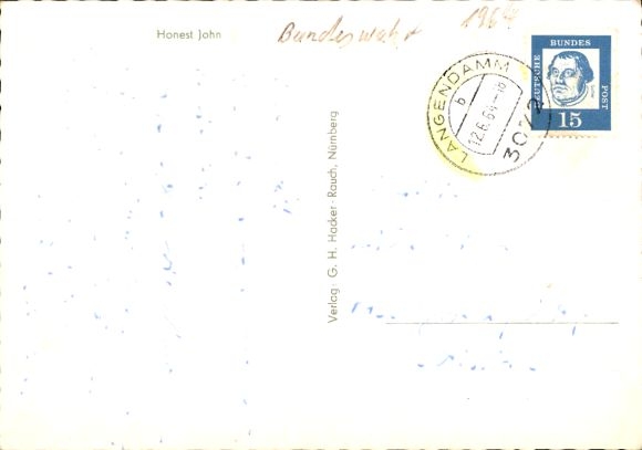 Postcard German Bundeswehr, MGR-1 Honest John, short-range missile