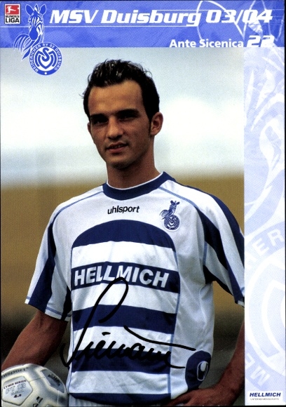 Autogrammkarte Fußballer Ante Sicenica, MSV Duisburg, Autogramm