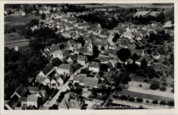 Postcard Siegelsbach in Baden, aerial photograph