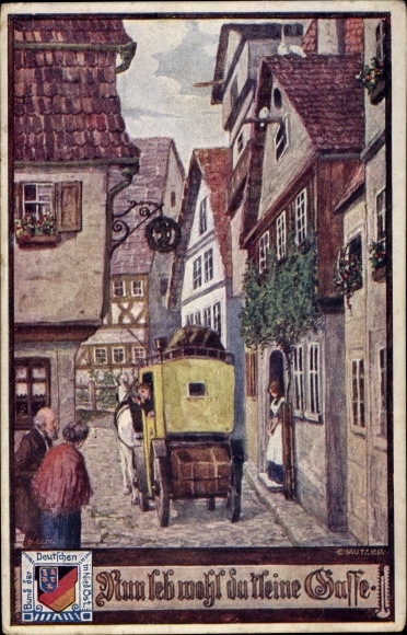Artist PC Kutzer, Ernst, Farewell, kleine steeg, postkoets