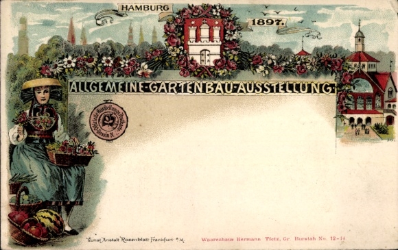 Chromo-Litho Hamburg Mitte Altstadt, General Horticultural Exhibition 1897