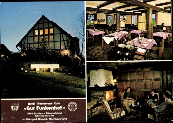 Postcard Altenhellefeld Sundern Sauerland, Gut Funkenhof, guest room, fireplace