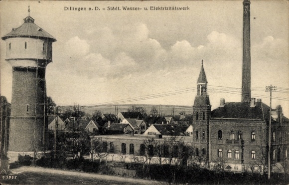 Postcard Dillingen an der Donau, Municipal Water and Electricity Works