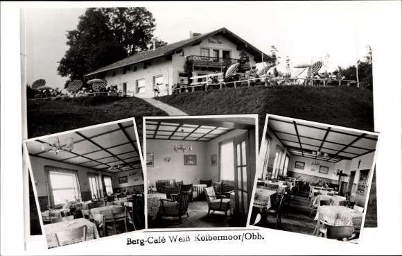 Postcard Kolbermoor in the district of Rosenheim, Upper Bavaria, Berg Cafe Weiß, terrace, interior view