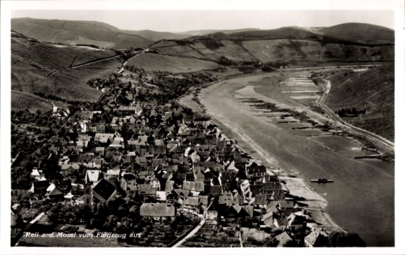 Postcard Reil on the Mosel, aerial photograph