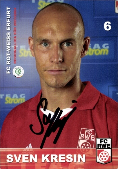 Autograph card footballer Sven Kresin, FC Rot-Weiß Erfurt, autograph