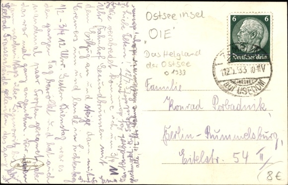 Postcard Island Oie, general view, lighthouse
