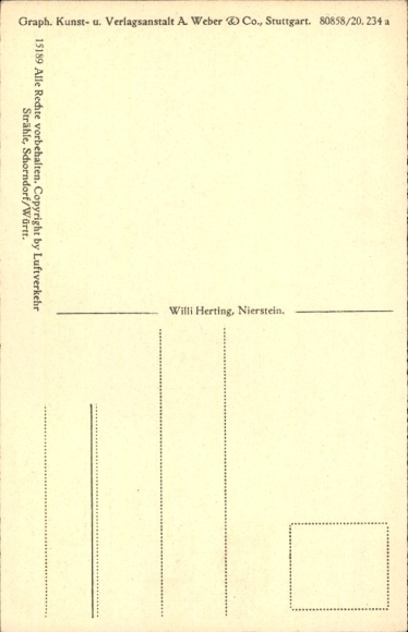 Postcard Nierstein am Rhein, aerial photograph