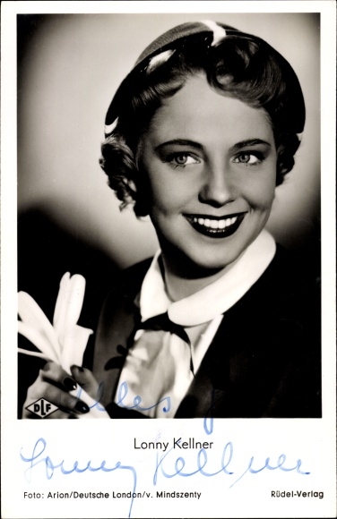 Postcard actress Lonny Kellner, money from the air, portrait, autograph