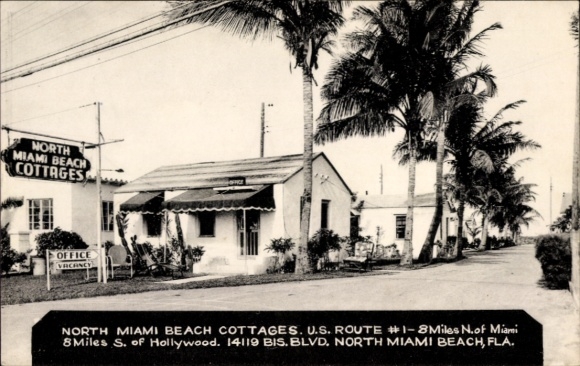 Postcard Miami Beach Florida USA, North Miami Beach Cottages