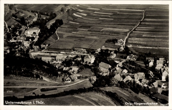 Postcard Unterneubrunn Schleusegrund Thuringia, aerial photograph