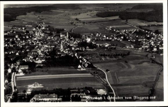Postcard Krumbach in Schwaben, Krumbad, aerial photograph