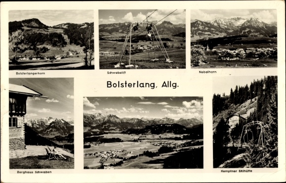 Ak Bolsterlang im Allgäu, Bolsterlangerhorn, kabelbaan, Berghaus Schwaben, Kemptner skihut