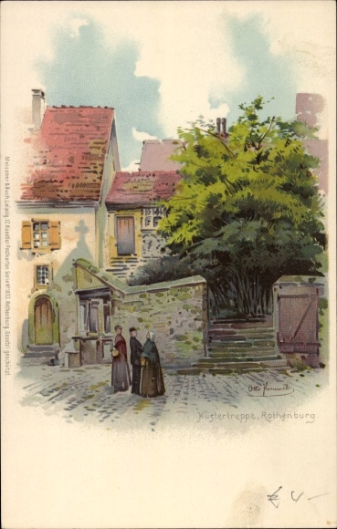 Kunstenaar litho Hammel, Otto, Rothenburg ob der Tauber Midden-Franken, Sexton's Steps