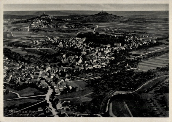 Postcard Rodheim Bieber Biebertal in Hesse, aerial photograph