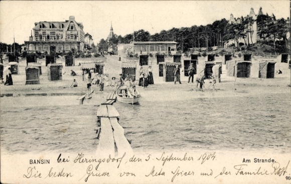 Postcard Ostseebad Bansin on Usedom, beach party