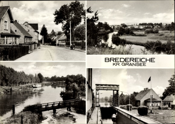 Postcard Bredeiche Fürstenberg an der Havel, lock, bridge, landscape, street view