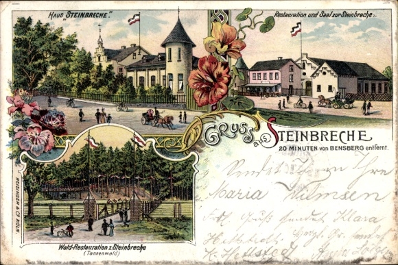 Chromo-Litho Bensberg Bergisch Gladbach, Haus Steinbreche, Restaurant and Hall, Forest Restaurant