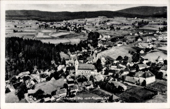 Postcard Fichtelberg in the Fichtelgebirge Upper Franconia, aerial photograph