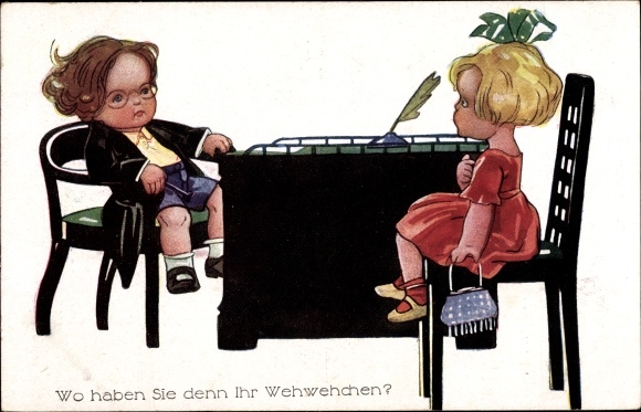 Postcard Where do you have your ailments, doctor, wife, children as adults