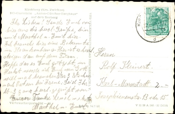 Postcard Kirchberg in Saxony, HO Gaststätte Anton Günther Berghaus on the Borberg