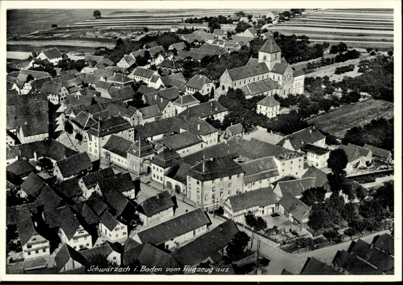 Postcard Schwarzach im Odenwald Baden, aerial photograph