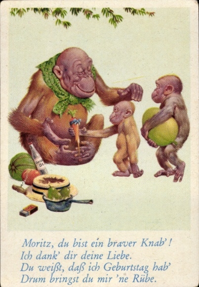 Collector's picture funny pictures No. 51, orangutan, children bring gifts