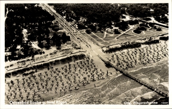 Postcard Ostseebad Baabe on Rügen, aerial photograph