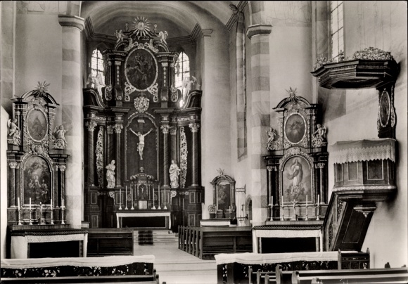 Postcard Ravengiersburg im Hunsrück, missionary seminar, interior of the Hunsrück cathedral