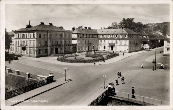Picture of Zweibrücken in the Palatinate, Goetheplatz, buildings, people, rural scenery