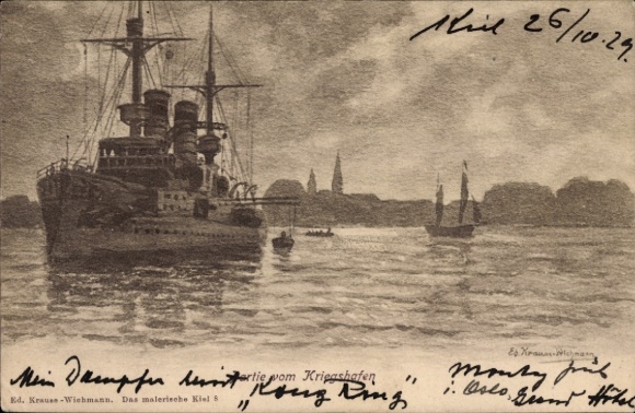 Artist Postcard Krause Wichmann, Ed., Kiel in Schleswig Holstein, naval port
