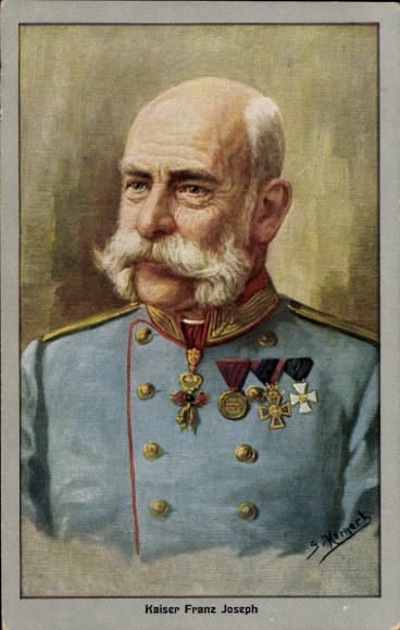 Artist Postcard Hornert, G., Emperor Franz Joseph I, portrait in uniform, order
