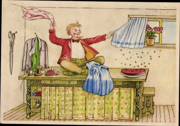 Artist Postcard Fairy Tale The Brave Little Tailor, Brothers Grimm
