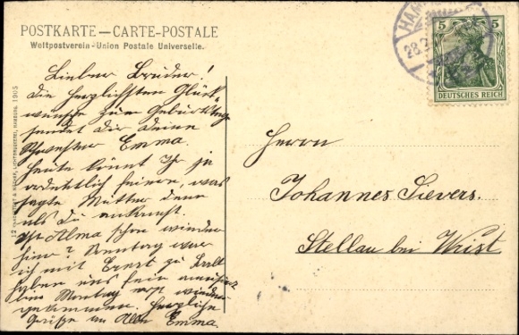 Postcard Hamburg Hohenfelde, Kuhmühlenbrücke, steamer party