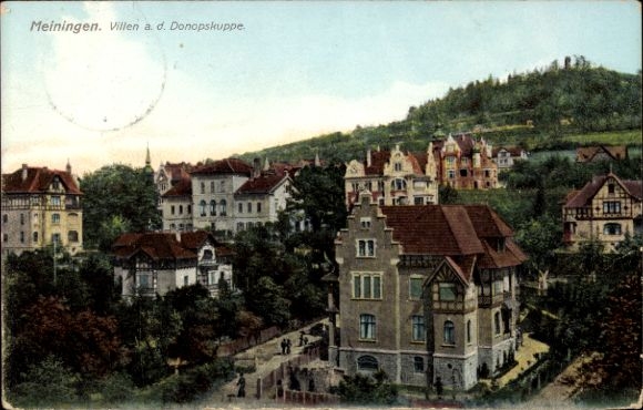 KP Meiningen w Turyngii, wille, Donopskuppe, kolorowa ilustracja, architektura