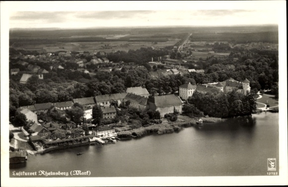 Postcard Rheinsberg in der Mark, aerial view, lakes, forests, buildings