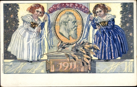 Postwaardestuk kunstenaarsbriefkaart Diez, M., prins-regent Luitpold van Beieren 1911, 5 Pfennig